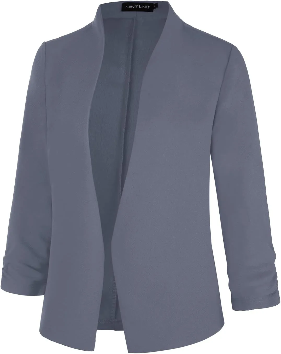 Unifizz Women's Collarless 3/4 Sleeve Lightweight Blazer Slim Work Office Business Jacket