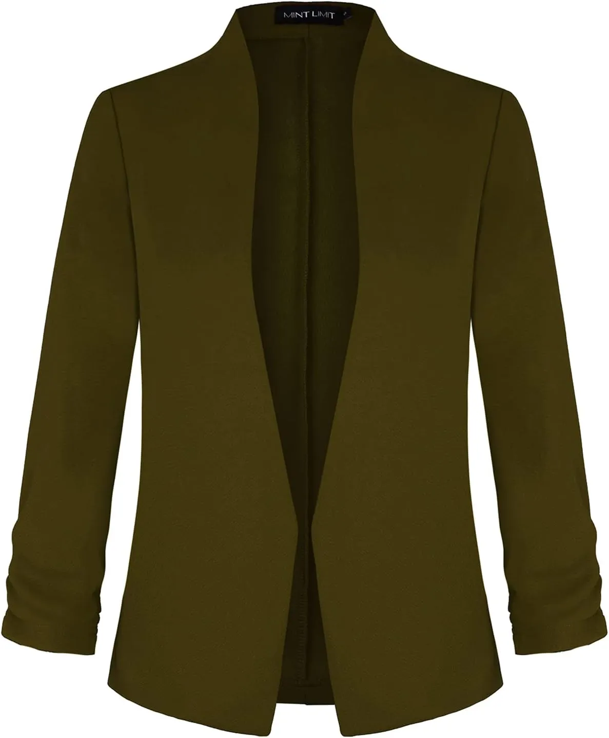 Unifizz Women's Collarless 3/4 Sleeve Lightweight Blazer Slim Work Office Business Jacket