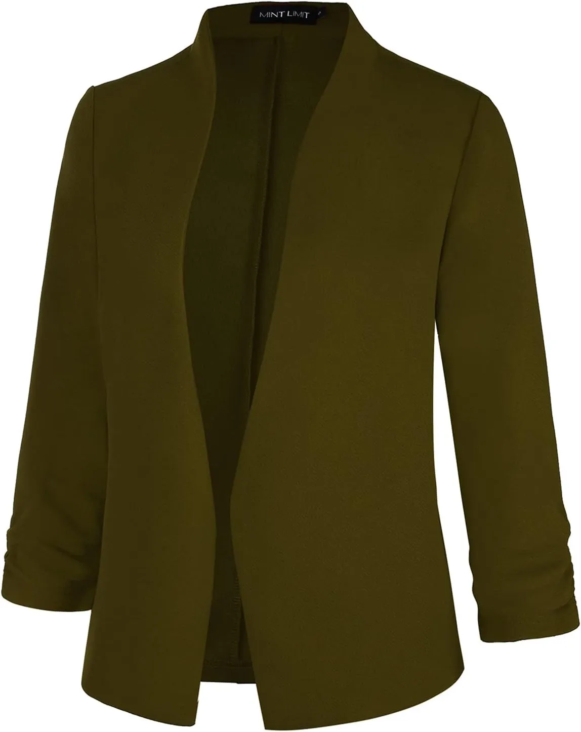 Unifizz Women's Collarless 3/4 Sleeve Lightweight Blazer Slim Work Office Business Jacket