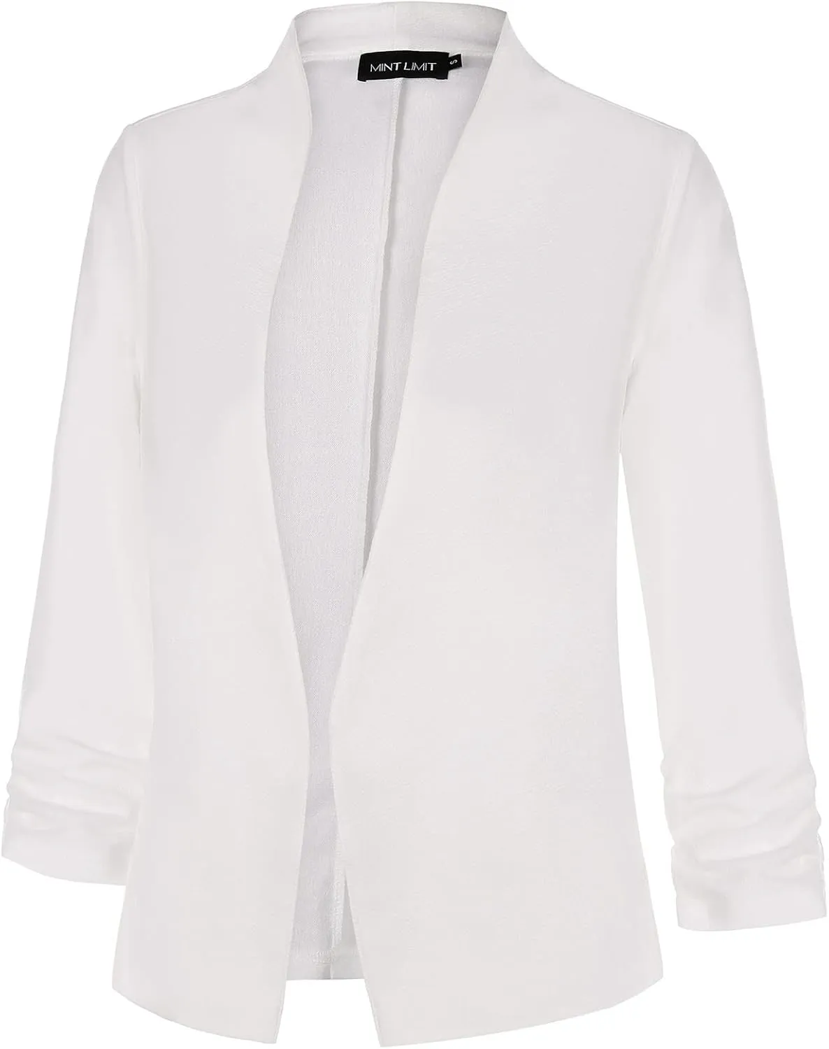 Unifizz Women's Collarless 3/4 Sleeve Lightweight Blazer Slim Work Office Business Jacket
