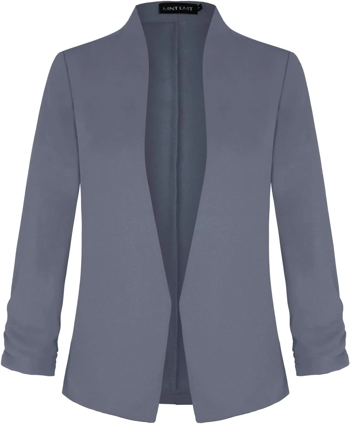 Unifizz Women's Collarless 3/4 Sleeve Lightweight Blazer Slim Work Office Business Jacket