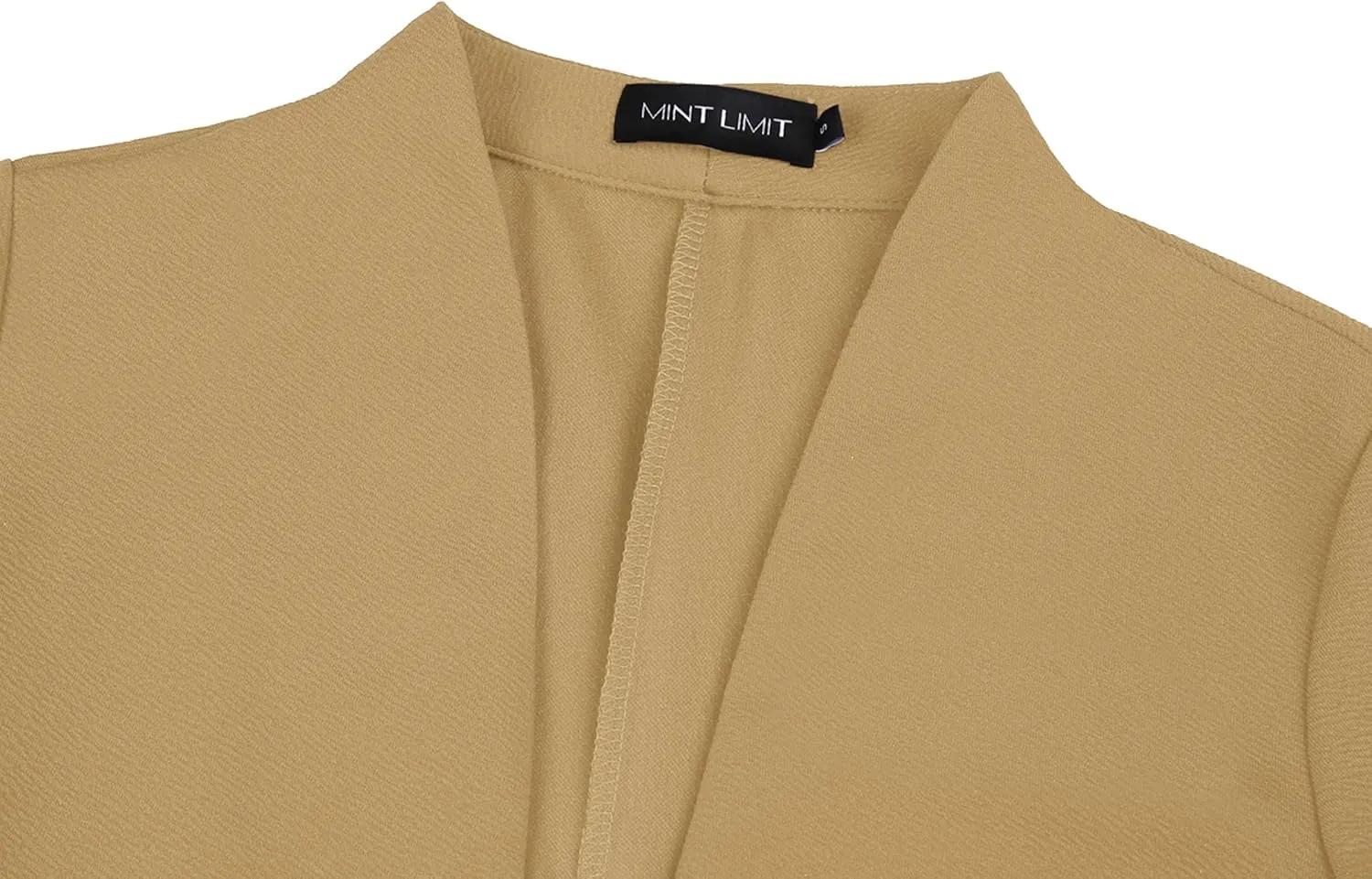 Unifizz Women's Collarless 3/4 Sleeve Lightweight Blazer Slim Work Office Business Jacket