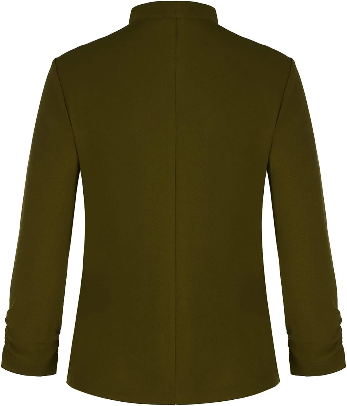 Unifizz Women's Collarless 3/4 Sleeve Lightweight Blazer Slim Work Office Business Jacket