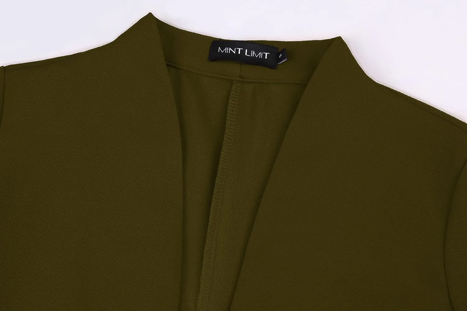 Unifizz Women's Collarless 3/4 Sleeve Lightweight Blazer Slim Work Office Business Jacket