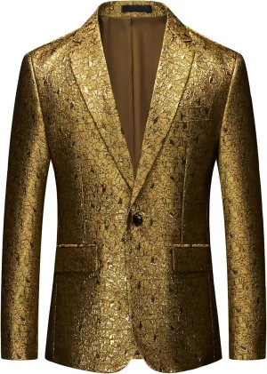 UNINUKOO Mens Blazer Floral Suit Jacket Stylish Classic Prom Dinner Wedding Tuxedo