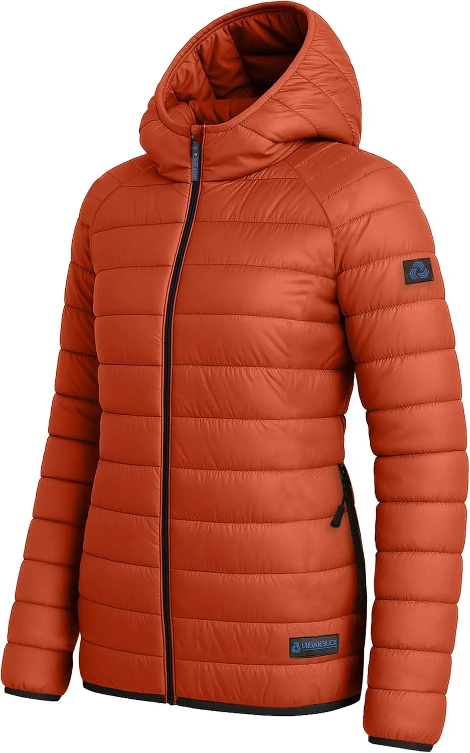 URBAN BUCK Packable Puffer Jacket Women with Hood  32 Degree Lightweight Quilted Winter Puff Foldable Jacket for Women