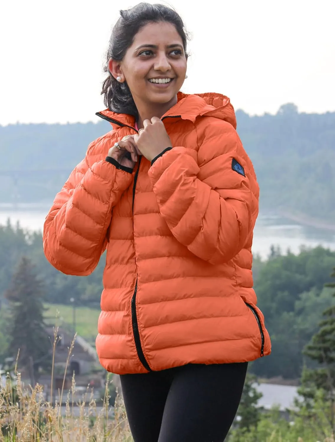 URBAN BUCK Packable Puffer Jacket Women with Hood  32 Degree Lightweight Quilted Winter Puff Foldable Jacket for Women