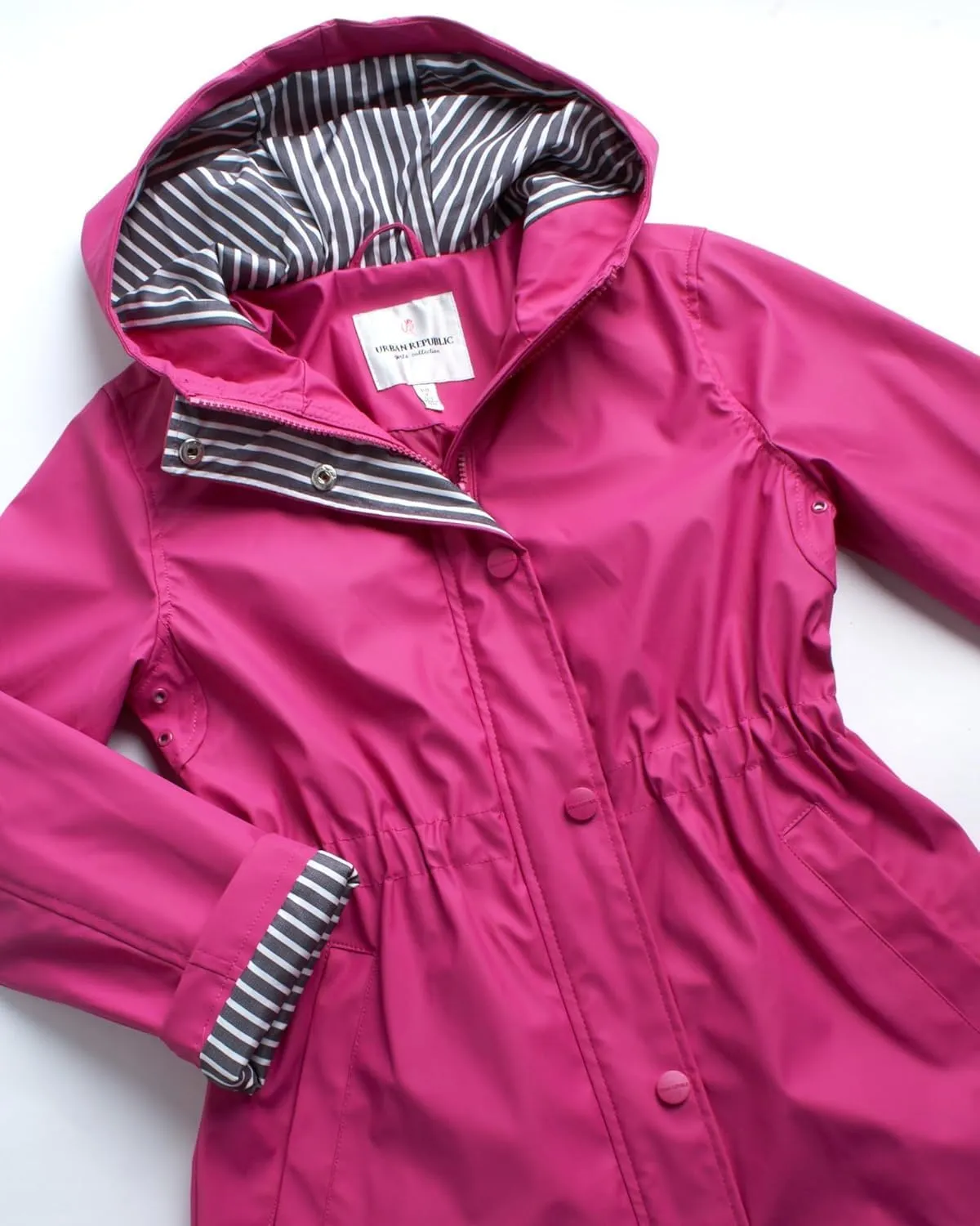 URBAN REPUBLIC Girls' Rain Jacket - Lightweight Waterproof Slicker Shell Hooded Raincoat for Travel, Hiking, and Golf (7-16)