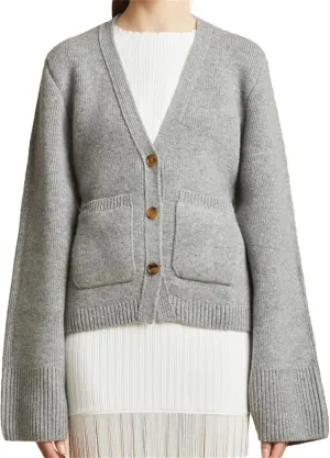 V Neck Versatile Cardigan Women's Knitted Solid Color Long Sleeve Pocket Single Breasted Top