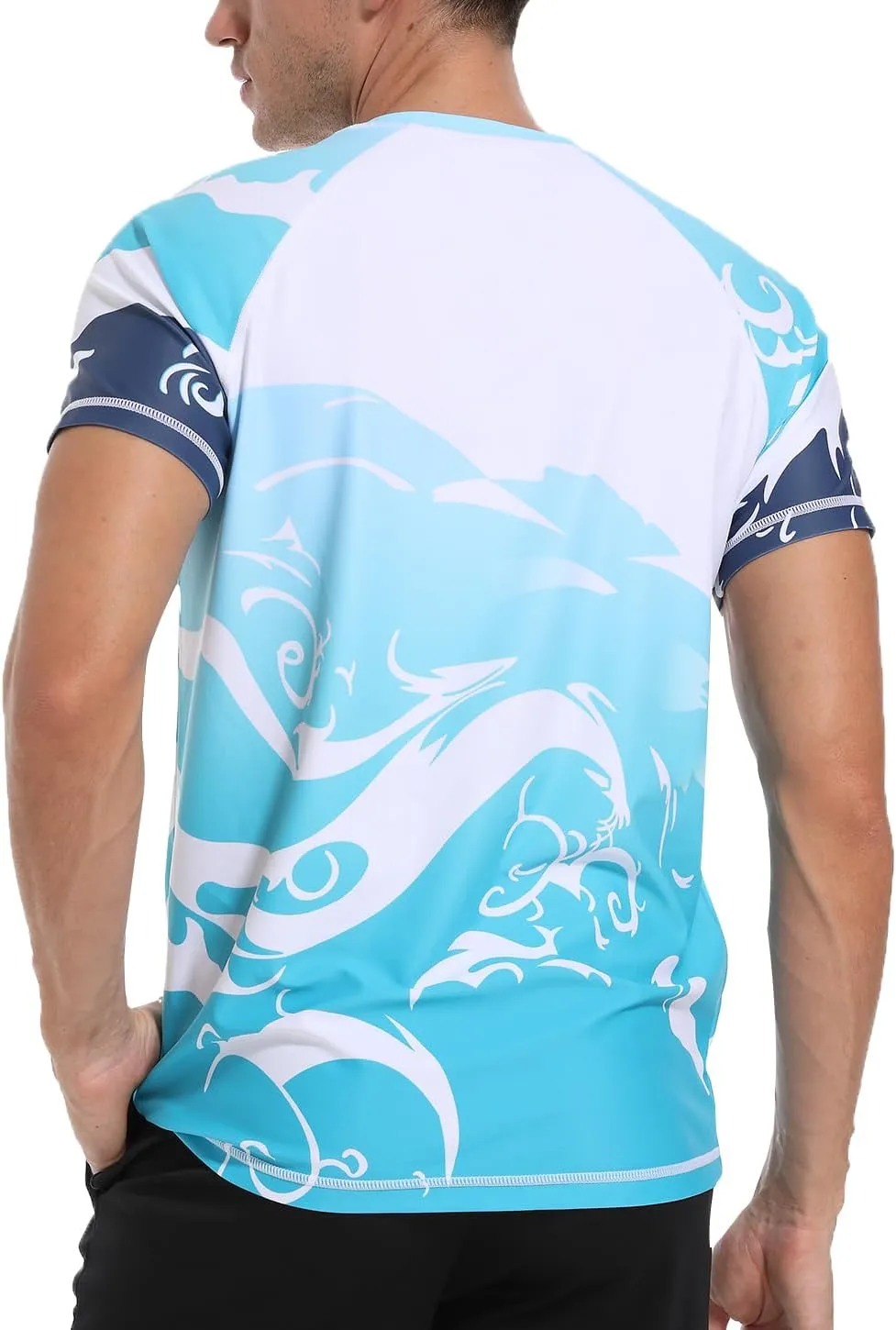 VAYAGER Men's Swim Shirts Rash Guard UPF 50  T Shirts Quick Dry Loose Fit Water Surfing Shirt