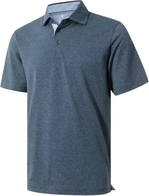 VEBOON Men's Polo Shirts Long and Short Sleeve Cotton Blend Heather Moisture Wicking Casual Collared Shirts