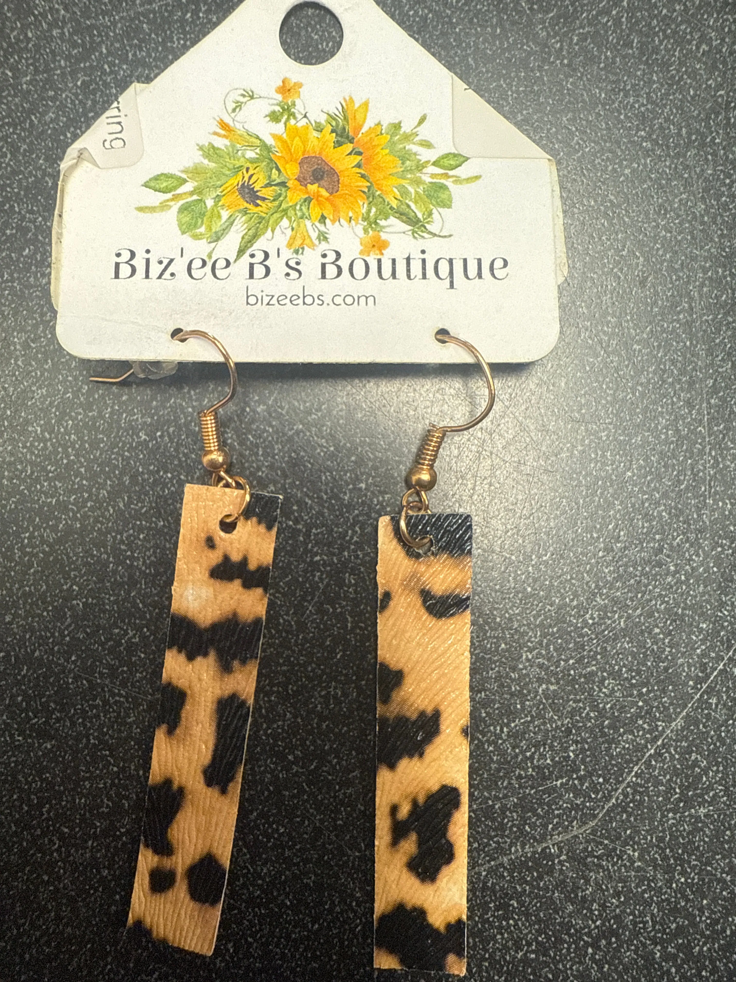 Vertical Bar PU Leather Earrings