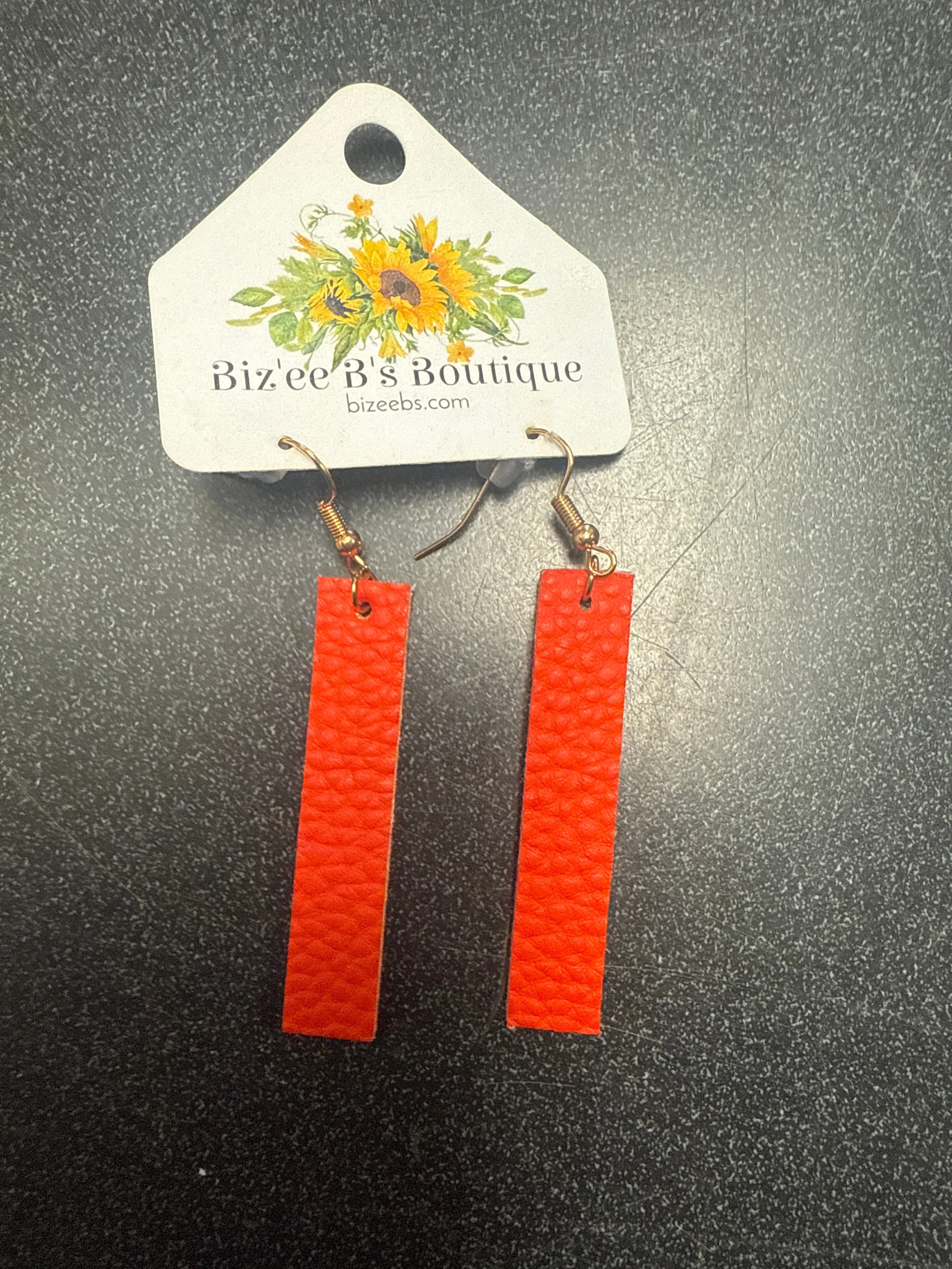 Vertical Bar PU Leather Earrings