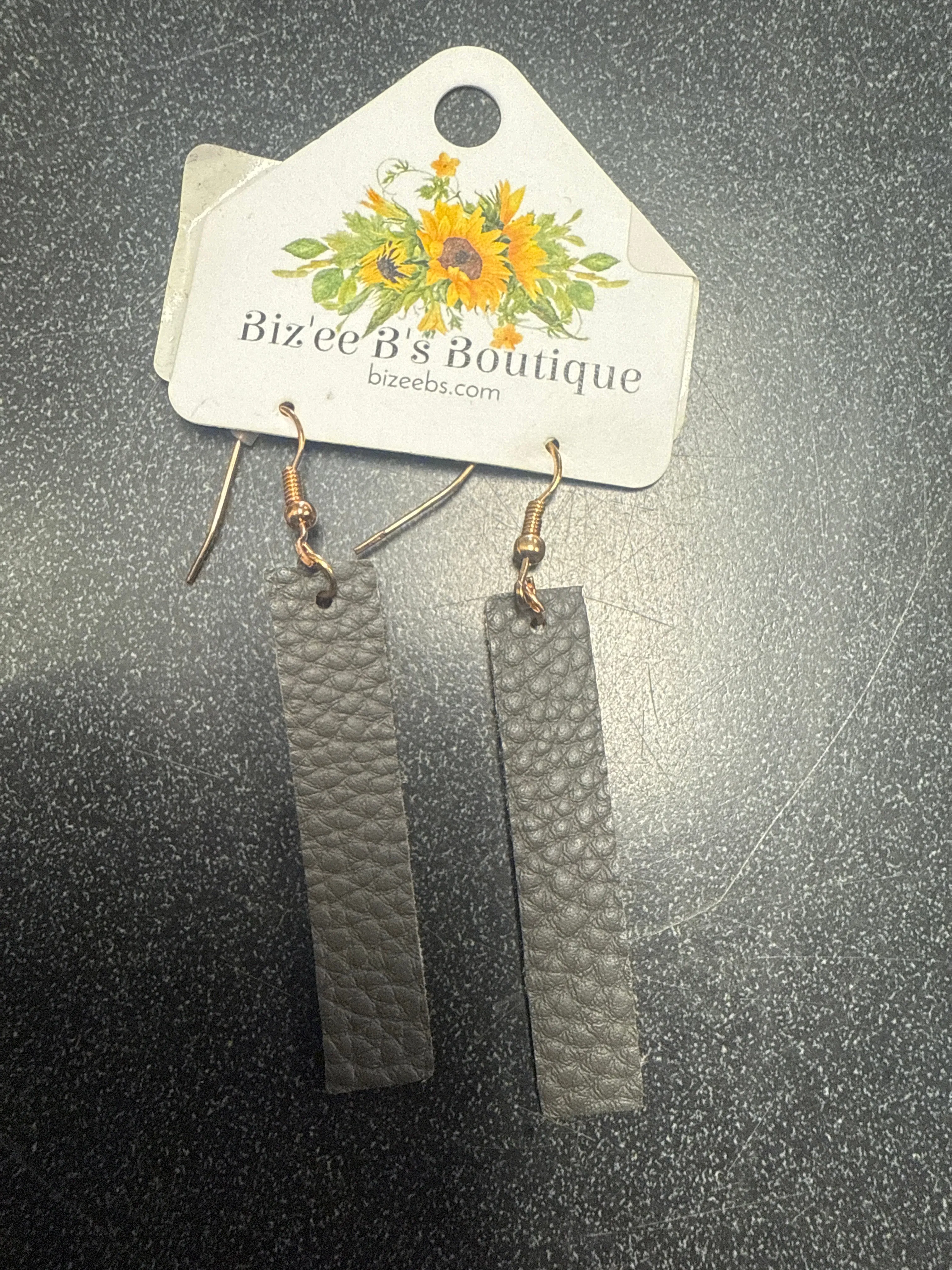 Vertical Bar PU Leather Earrings
