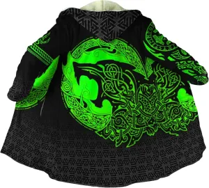 Viking Men's Winter Cloak Fenrir Wolf Thickened Warm Lambswool Hooded Parka Ragnarok Casual Jacket Outerwear