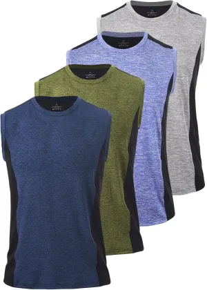 Vislivin Men's 4 Pack Tank Tops Sleeveless Workout Quick Dry Shirts Gym Muscle Shirts Athletic Bodybuilding Tee