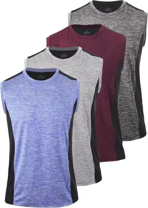 Vislivin Men's 4 Pack Tank Tops Sleeveless Workout Quick Dry Shirts Gym Muscle Shirts Athletic Bodybuilding Tee