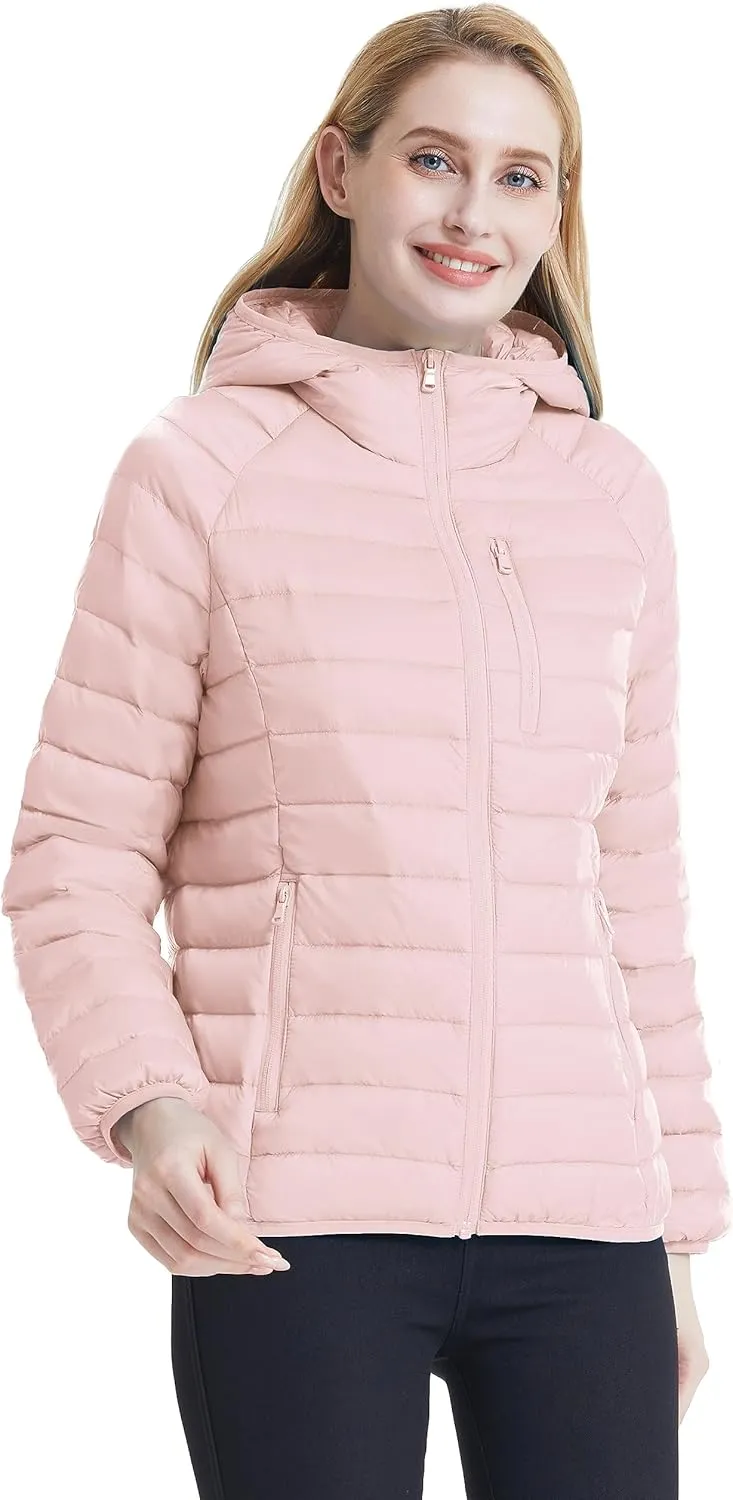 Wantdo Women's Packable Down Jacket Lightweight Puffer Jacket Hooded Winter Coat