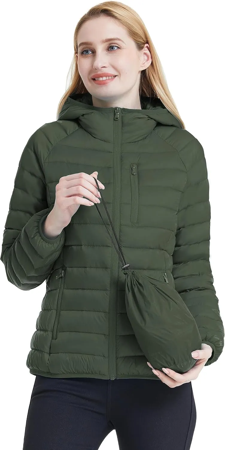 Wantdo Women's Packable Down Jacket Lightweight Puffer Jacket Hooded Winter Coat