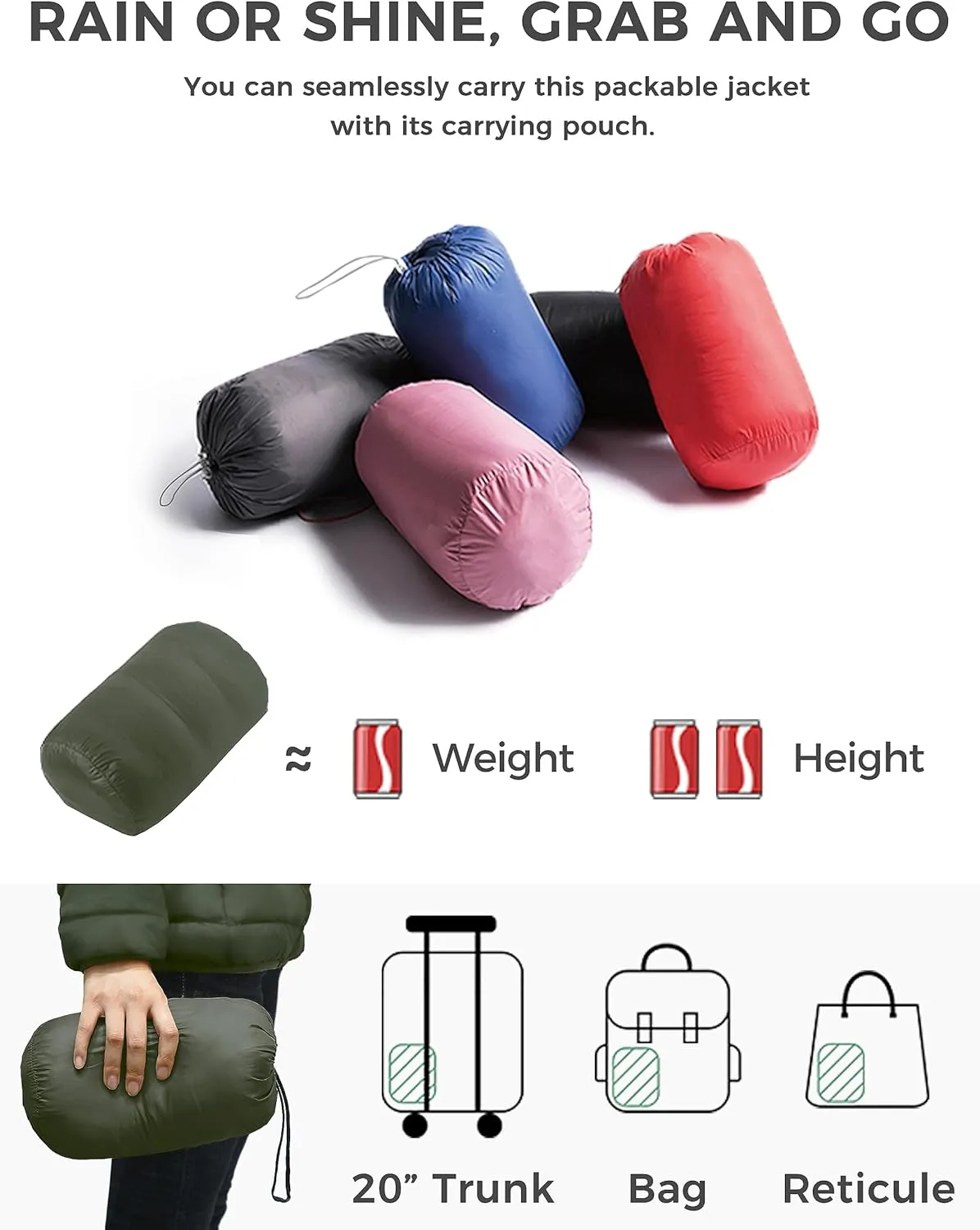 Wantdo Women's Packable Down Jacket Lightweight Puffer Jacket Hooded Winter Coat
