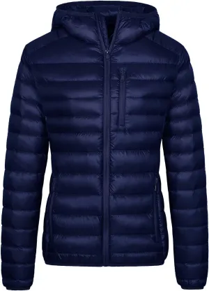 Wantdo Women's Packable Down Jacket Lightweight Puffer Jacket Hooded Winter Coat
