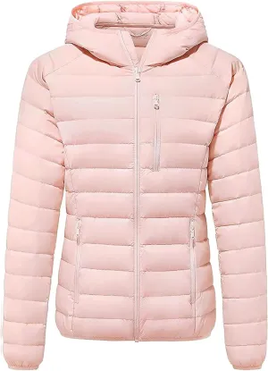 Wantdo Women's Packable Down Jacket Lightweight Puffer Jacket Hooded Winter Coat