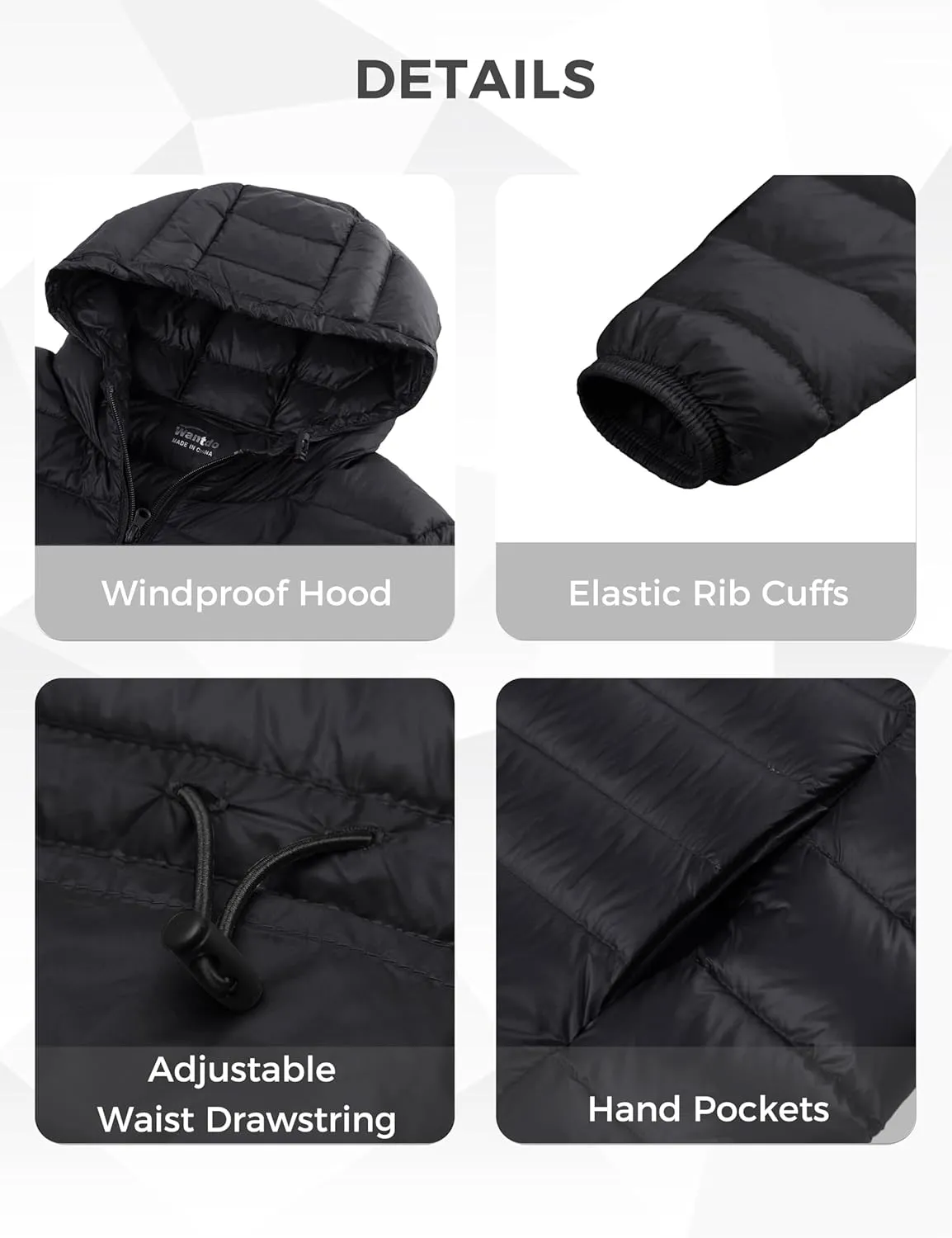 wantdo Women's Packable Puffer Coat Hooded Lightweight Long Winter Coats