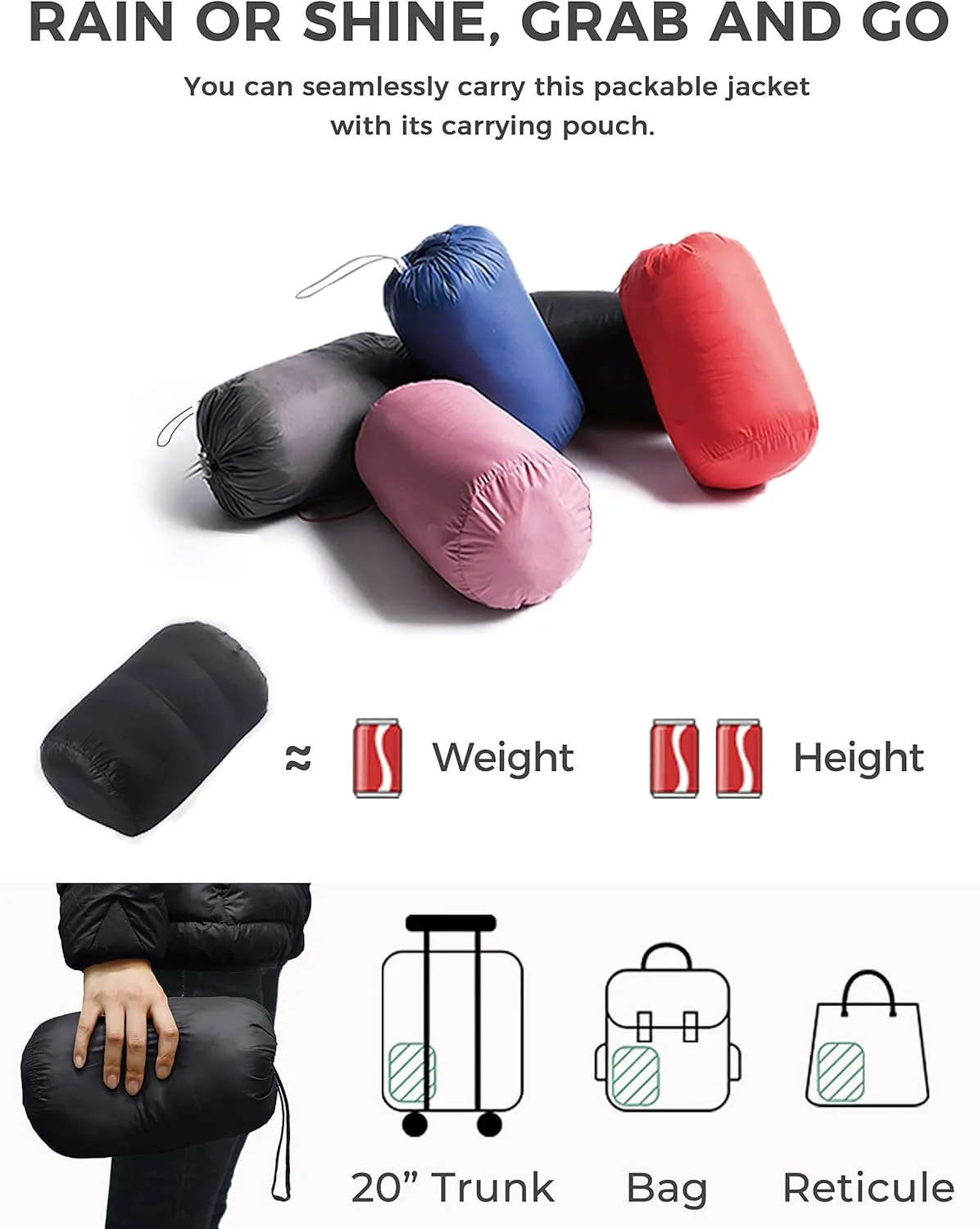 wantdo Women's Packable Puffer Coat Hooded Lightweight Long Winter Coats