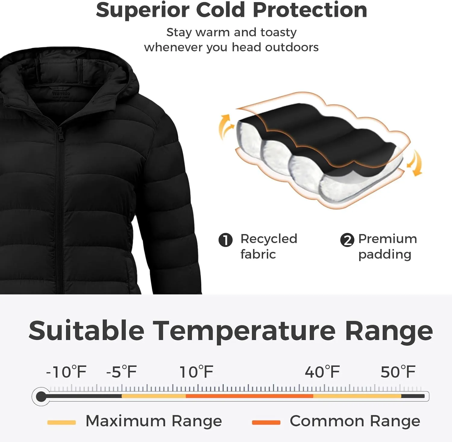 wantdo Women's Quilted Down Jacket Lightweight Puffer Jacket Hooded Short Winter Coat
