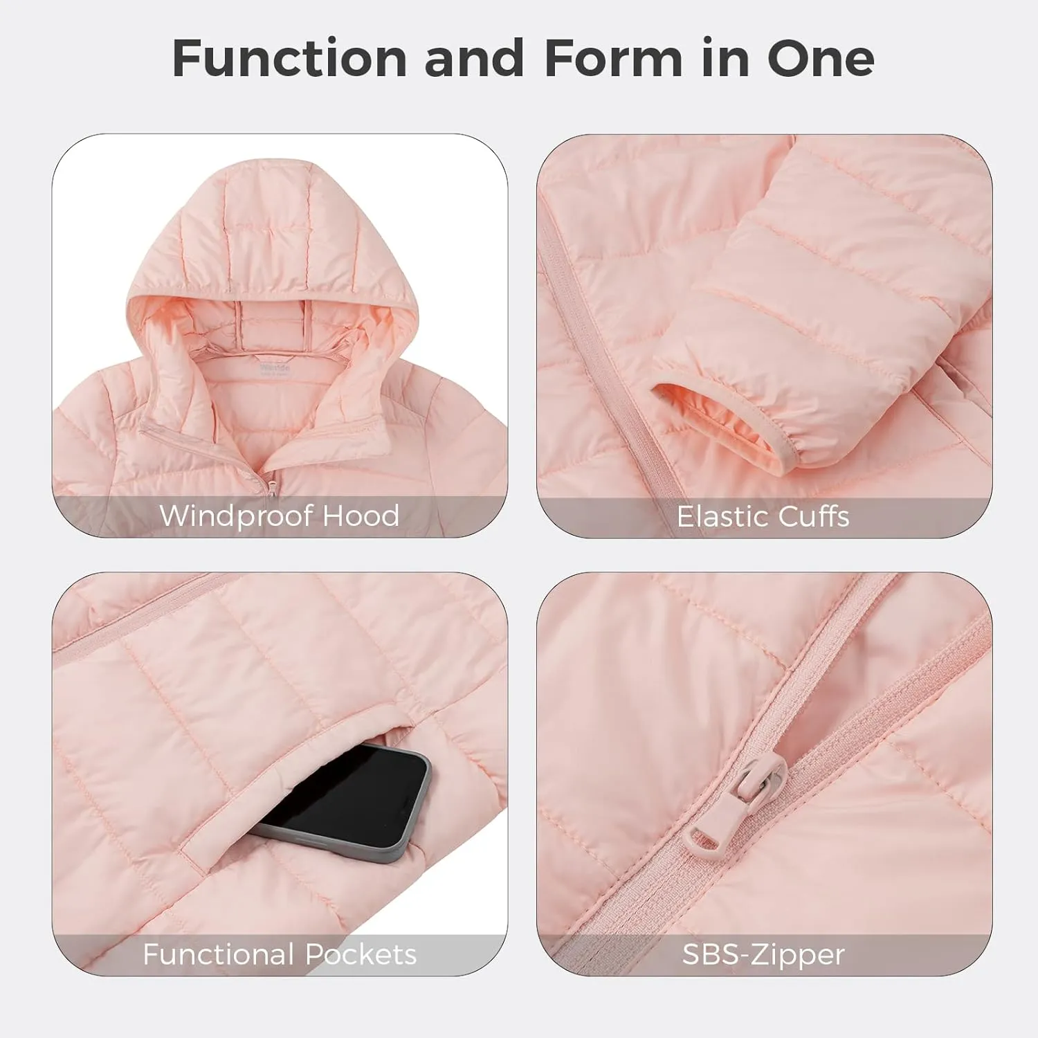 wantdo Women's Quilted Down Jacket Lightweight Puffer Jacket Hooded Short Winter Coat