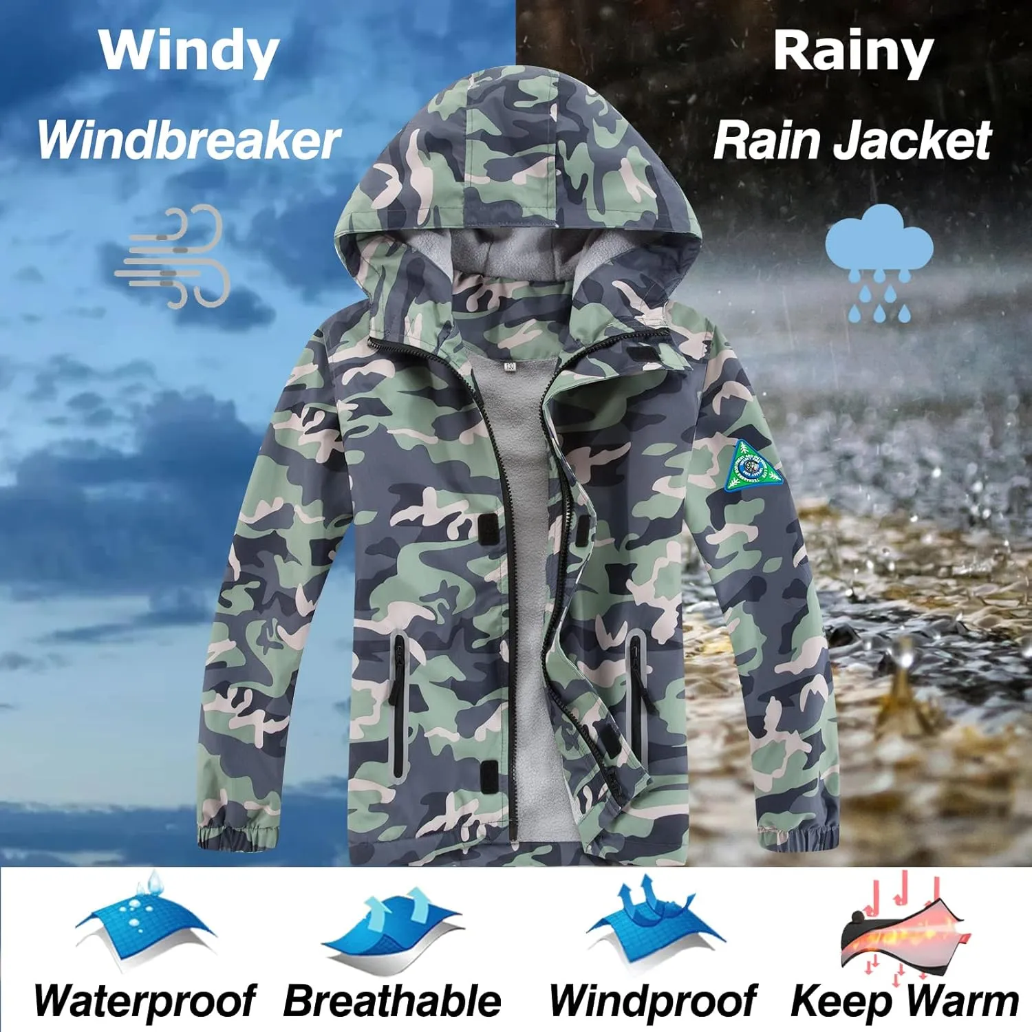 Waterproof Kids Rain Jackets With Hood,Lightweight Toddler Raincoat For Boys GirlsKids Clothes Windbreaker Jacket