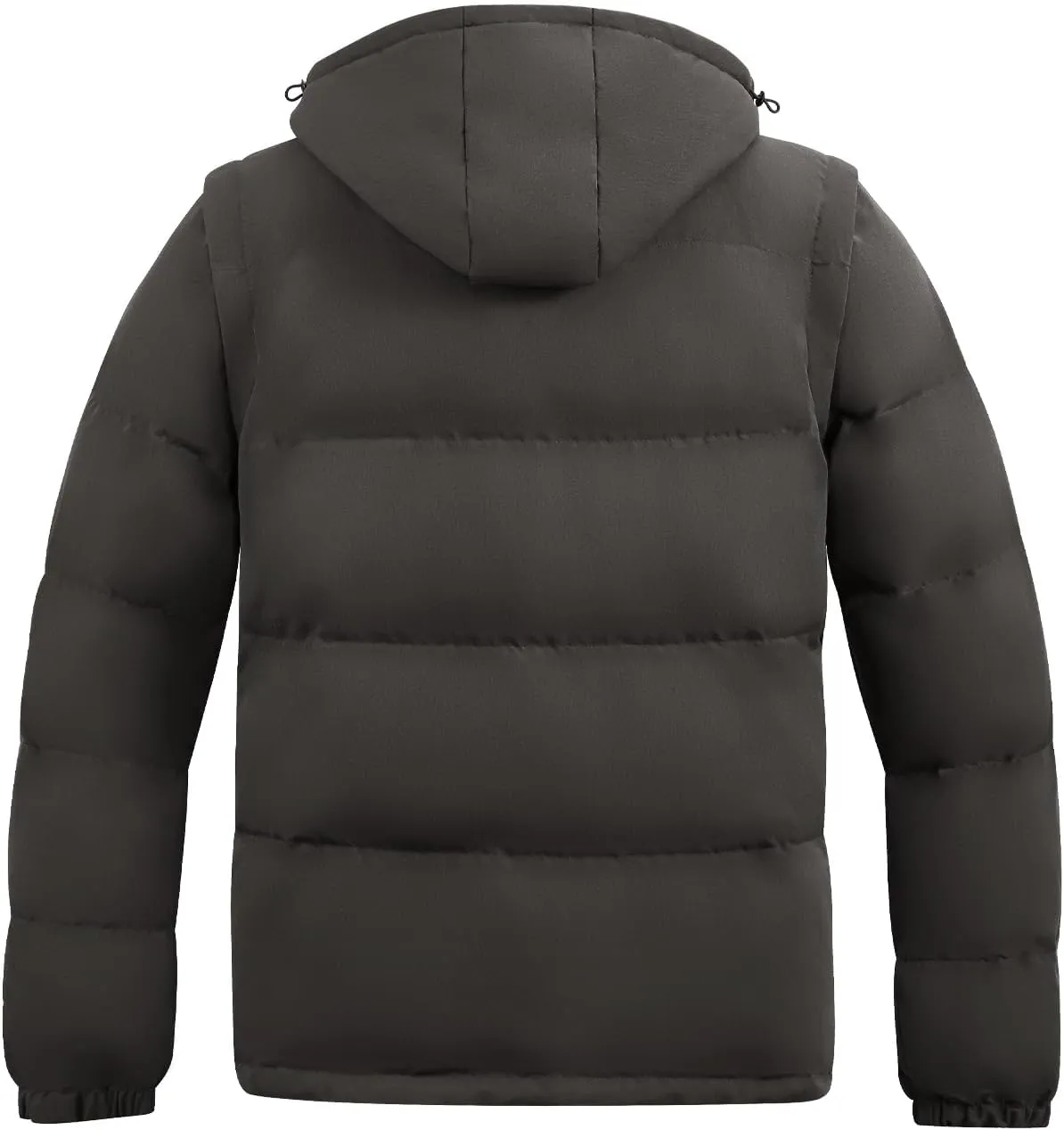 WEEN CHARM Men's Removable Sleeves Winter Coat Puffer Vest Waterproof Parka Jacket Warm Thicken Ski Coat with Removable Hood