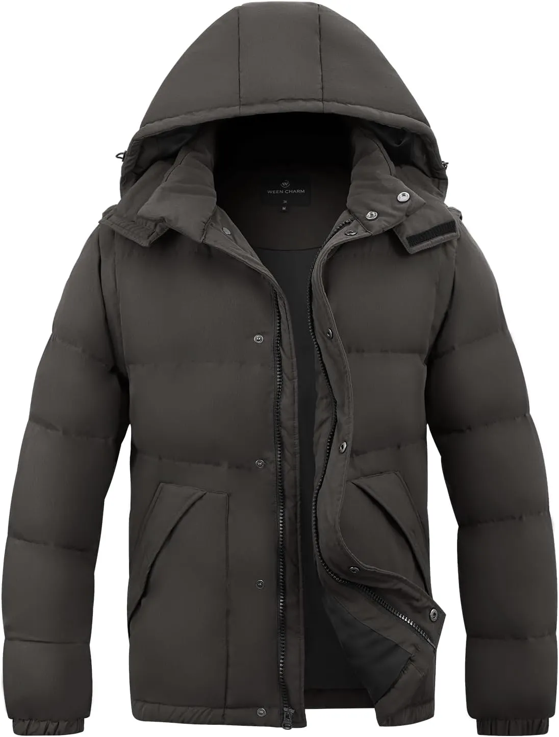 WEEN CHARM Men's Removable Sleeves Winter Coat Puffer Vest Waterproof Parka Jacket Warm Thicken Ski Coat with Removable Hood