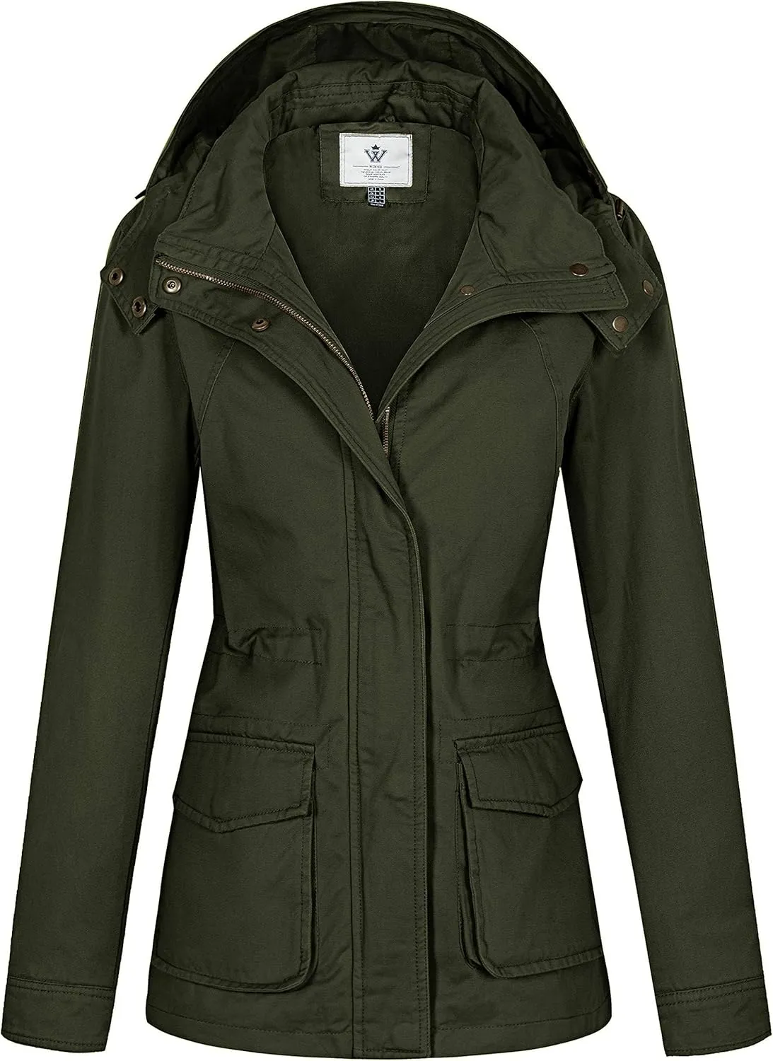WenVen Women's Anorak Military Jacket Lightweight Casual Cotton Coat with Hood