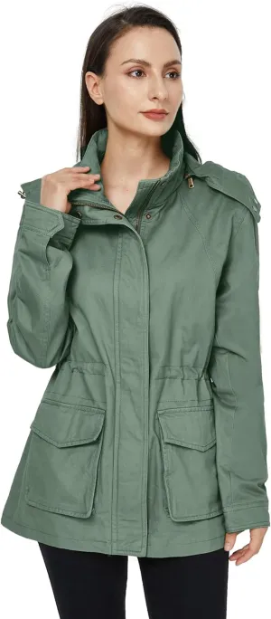 WenVen Women's Anorak Military Jacket Lightweight Casual Cotton Coat with Hood