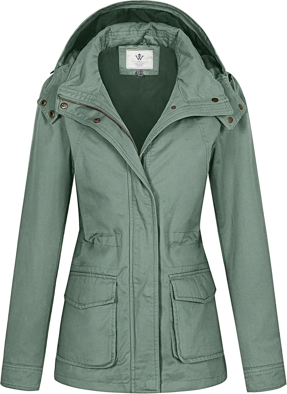 WenVen Women's Anorak Military Jacket Lightweight Casual Cotton Coat with Hood