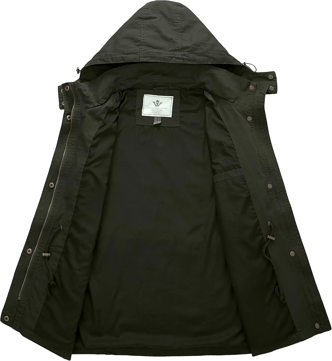 WenVen Women's Anorak Military Jacket Lightweight Casual Cotton Coat with Hood