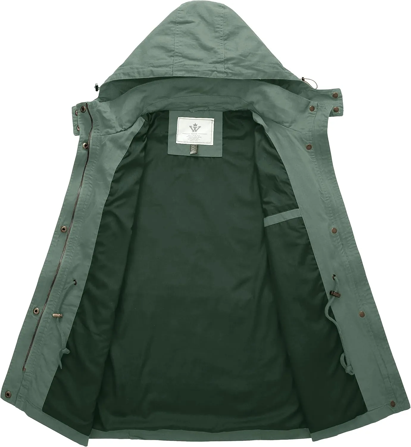 WenVen Women's Anorak Military Jacket Lightweight Casual Cotton Coat with Hood