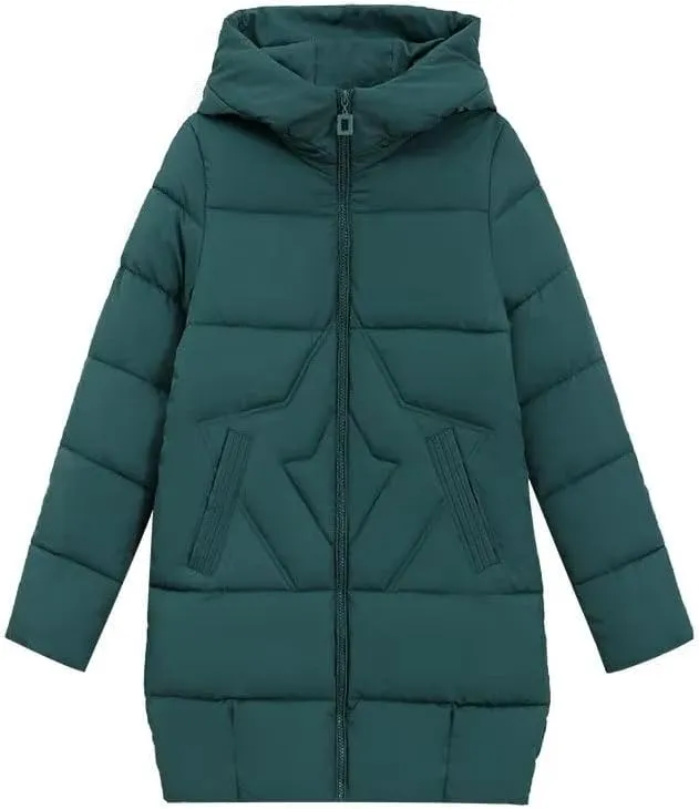 Winter Cotton-Padded Jacket Women's Hooded Solid Parkas Warm Coat Down Jackets Outerwear
