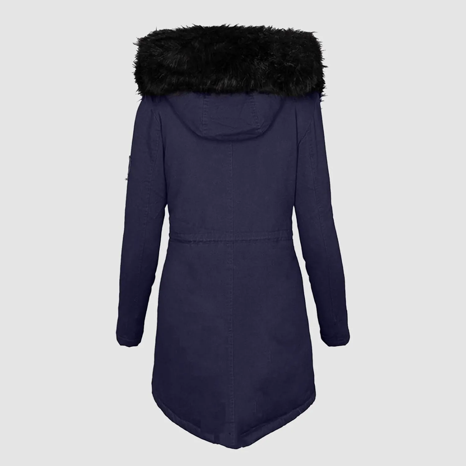 with Faux-fur Hood & Collar Wool Jacket with Long Sleeves for Autumn and Casual Quilted Hooded Lightweight Jackets