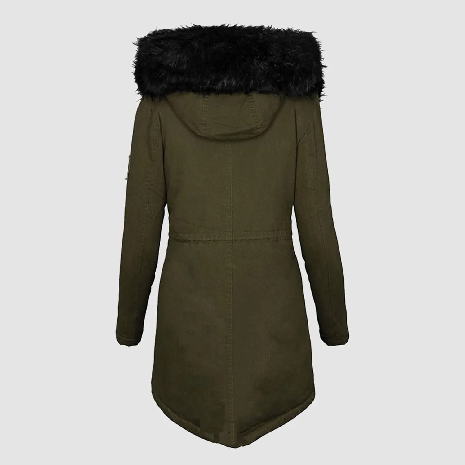 with Faux-fur Hood & Collar Wool Jacket with Long Sleeves for Autumn and Casual Quilted Hooded Lightweight Jackets