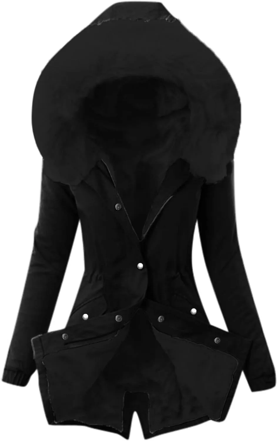 with Faux fur Removable Hood Lapel Collar Long Sleeve Jacket Vintage Thicken Coat Jacket Warm Baggy Short Down Coats