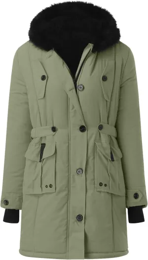 with Faux fur Removable Hood Lapel Collar Long Sleeve Jacket Vintage Thicken Coat Jacket Warm Baggy Short Down Coats