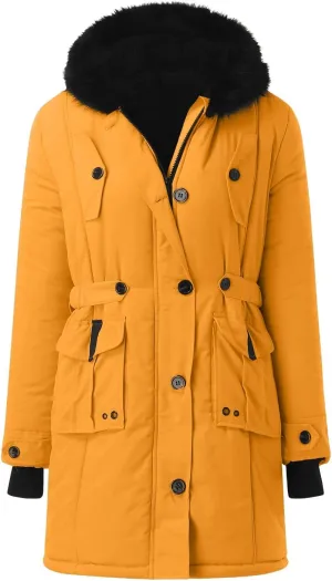 with Faux fur Removable Hood Lapel Collar Long Sleeve Jacket Vintage Thicken Coat Jacket Warm Baggy Short Down Coats