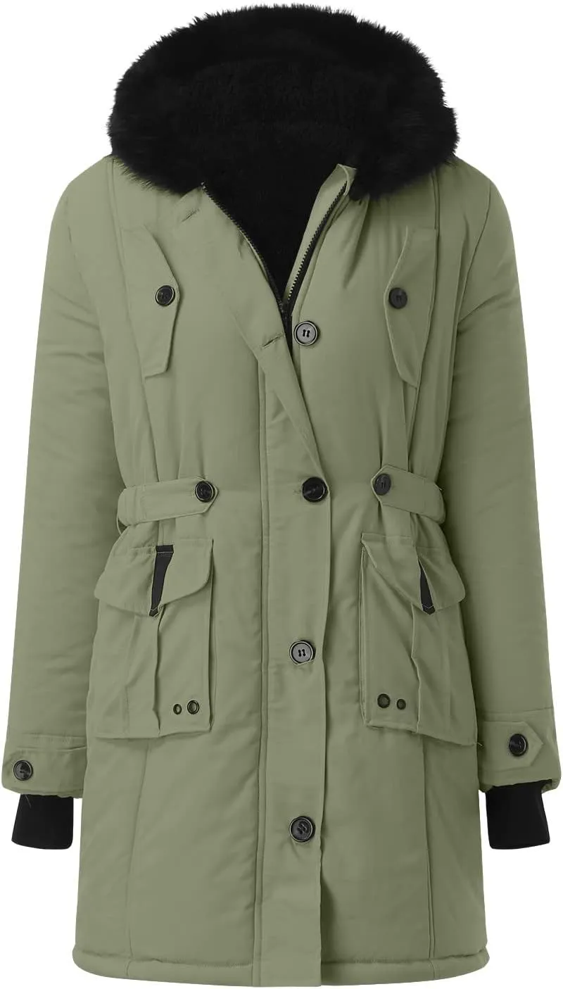 with Faux fur Removable Hood Lapel Collar Long Sleeve Jacket Vintage Thicken Coat Jacket Warm Baggy Short Down Coats