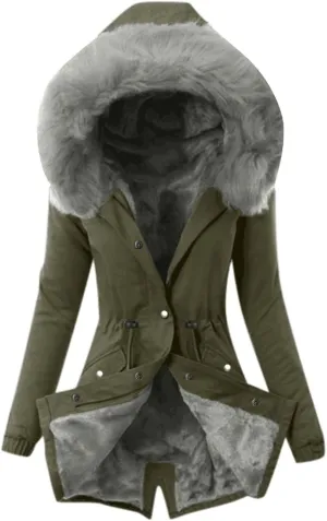 with Faux fur Removable Hood Lapel Collar Long Sleeve Jacket Vintage Thicken Coat Jacket Warm Baggy Short Down Coats