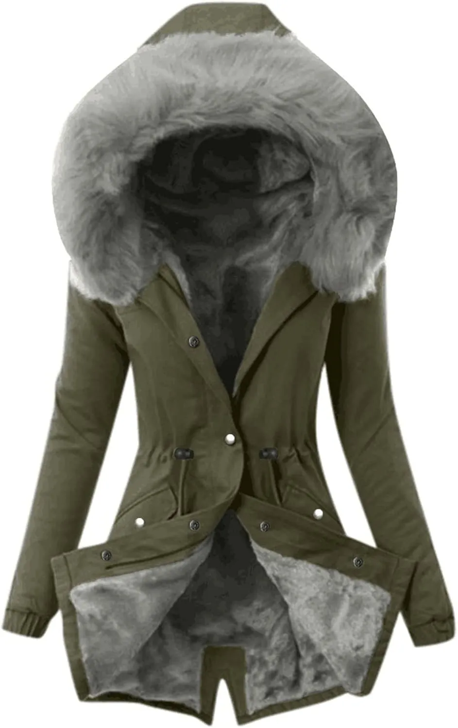 with Faux fur Removable Hood Lapel Collar Long Sleeve Jacket Vintage Thicken Coat Jacket Warm Baggy Short Down Coats