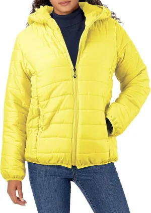 Women Down Jacket Lightweight Padded Quilted Jackets Fall Full Zip Cotton Coats Casual Warm Insulated Hooded Outwear