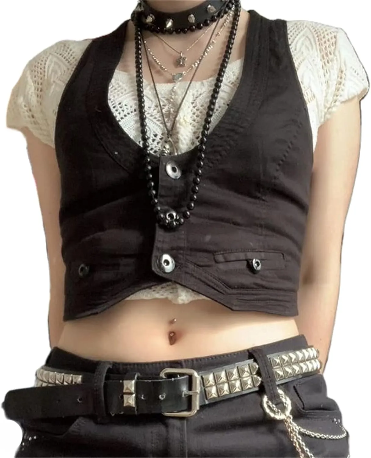 Women Sexy Dressy Vest Slim Fit Button Halter V-Neck Tuxedo Suit Waistcoats Versatile Racerback Vintage Streetwear