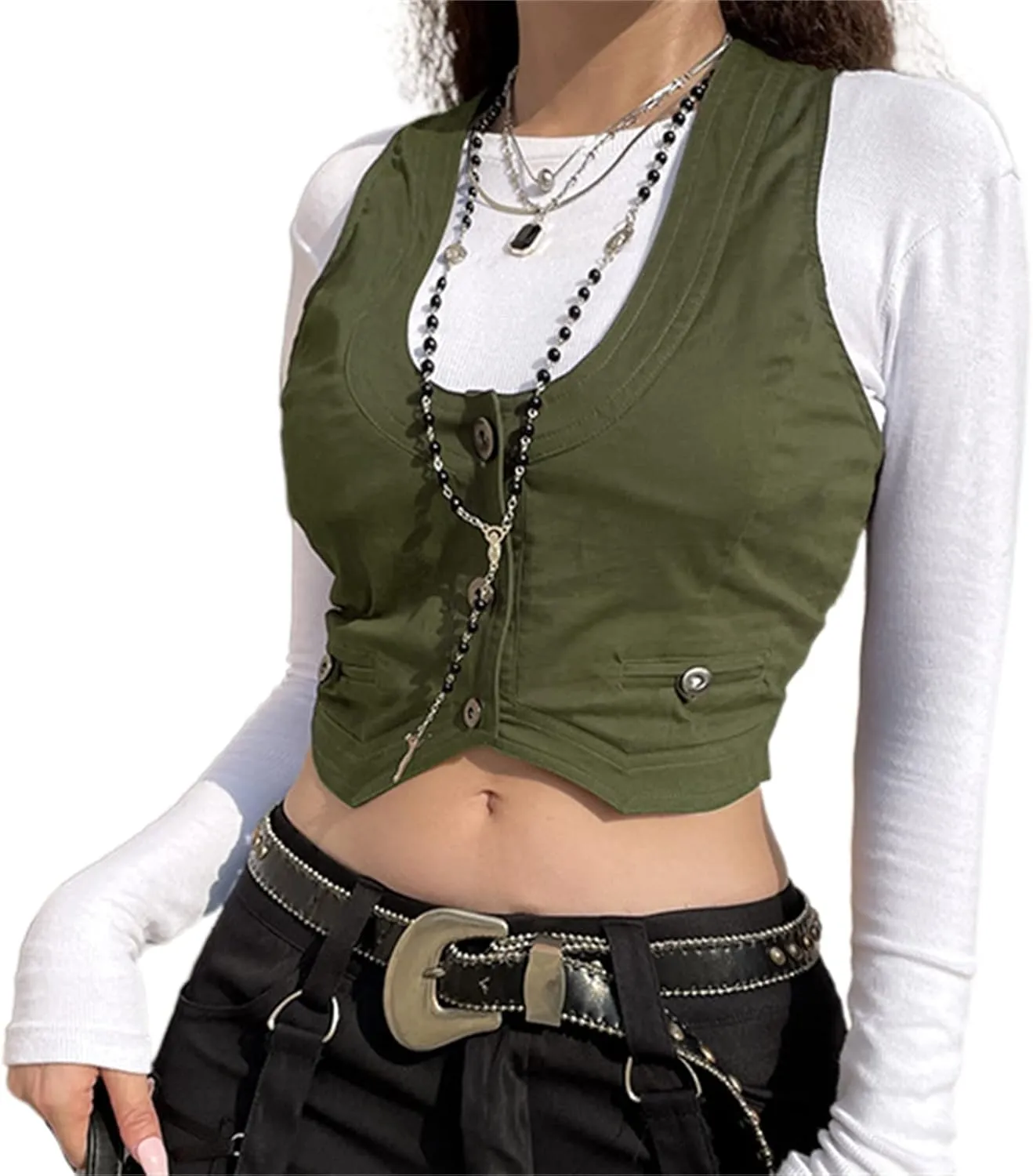 Women Sexy Dressy Vest Slim Fit Button Halter V-Neck Tuxedo Suit Waistcoats Versatile Racerback Vintage Streetwear